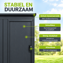 Metalen Gereedschapsschuur / Tuinschuur / Berging - Incl. funderingsframe - Donkergrijs
