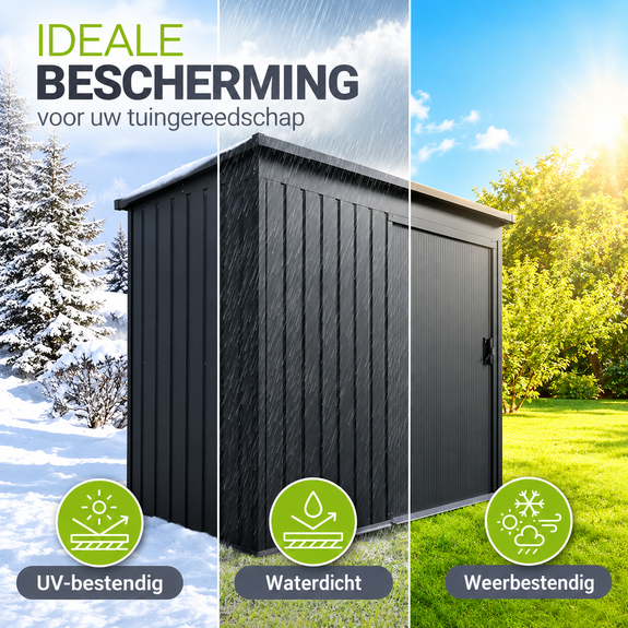 Metalen Gereedschapsschuur / Tuinschuur / Berging - Incl. funderingsframe - Donkergrijs - Afbeelding 3