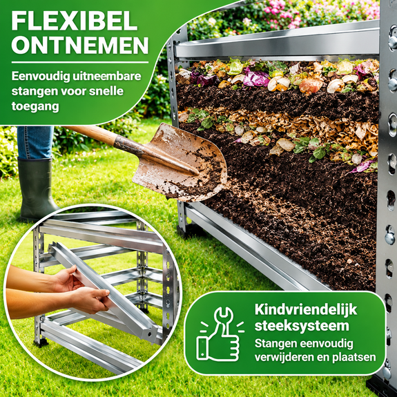 Metalen compostbak 750 liter – 90 x 90 x 93 cm - Afbeelding 5