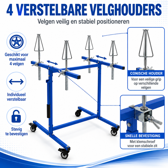 Mobiele velgenstandaard voor 4 velgen – draaibaar - Afbeelding 3