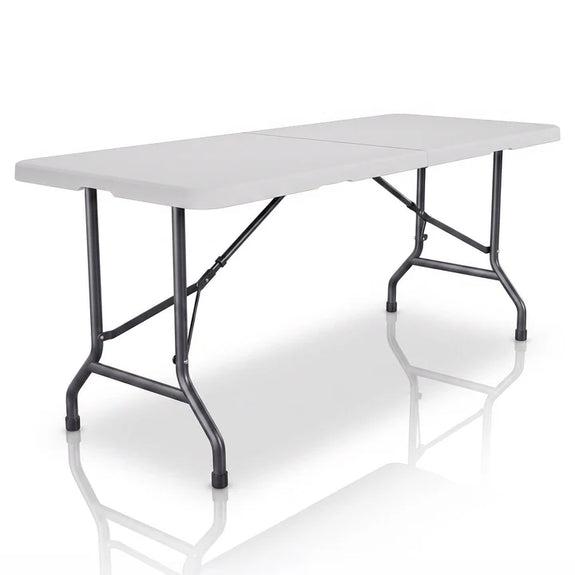 Opklapbare tuintafel 180 x 74 x 74 cm wit - Afbeelding 1