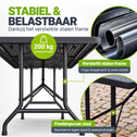 Tuintafel - Opklapbaar - 180 x 74 x 74 cm - Zwart