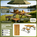 Opvouwbare campingtafel met 4 zitplaatsen - houtlook