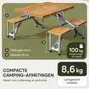 Opvouwbare campingtafel met 4 zitplaatsen - houtlook