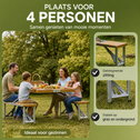 Opvouwbare campingtafel met 4 zitplaatsen - houtlook