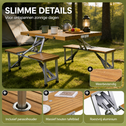 Opvouwbare campingtafel met 4 zitplaatsen - houtlook