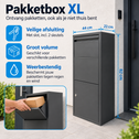 Pakketbrievenbus XL grijs 82 x 44 x 22 cm afsluitbaar