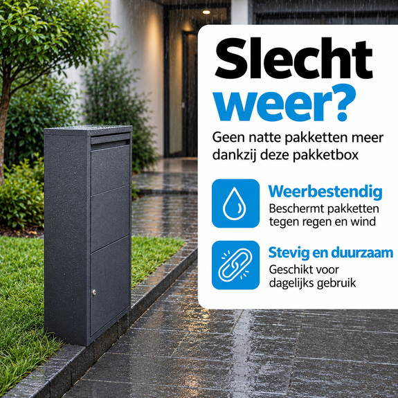 Pakketbrievenbus XL grijs 82 x 44 x 22 cm afsluitbaar - Afbeelding 4