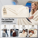 Reisdeken 150 x 200 cm beige – 2-in-1 deken en kussen