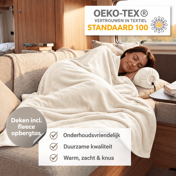 Reisdeken 150 x 200 cm beige – 2-in-1 deken en kussen - Afbeelding 3
