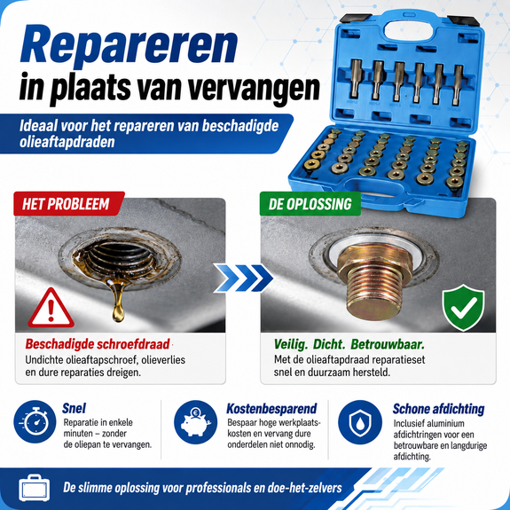 Olieaftapplug Reparatieset - 114 delig - Voor Auto's - Afbeelding 5