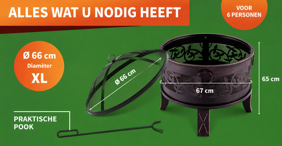 Ronde vuurschaal Ø 66 cm - antieklook - Afbeelding 2