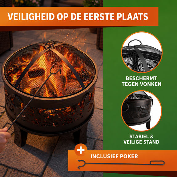 Ronde vuurschaal Ø 66 cm - antieklook - Afbeelding 4