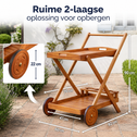 Serveerwagen van acaciahout met wielen