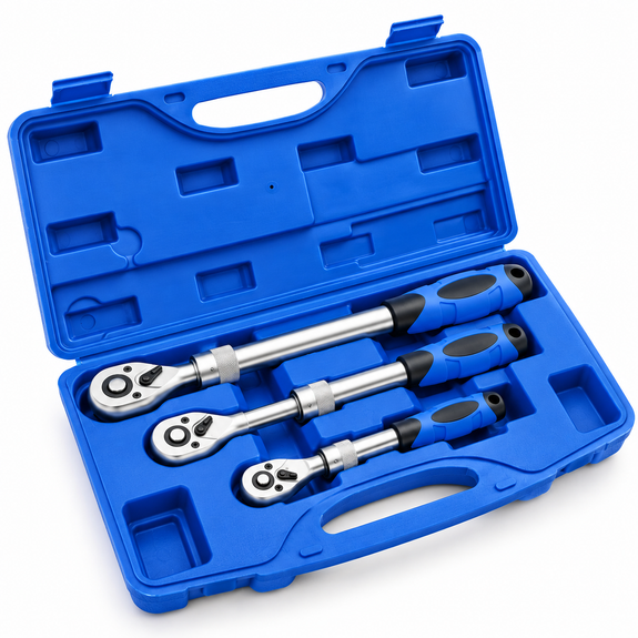 Telescopische ratelset 3-delig – 1/4 3/8 en 1/2 inch - Afbeelding 1