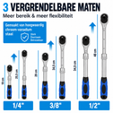 Telescopische ratelset 3-delig – 1/4 3/8 en 1/2 inch