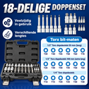 Torx dopsleutelset 18-delig – 1/4 en 1/2 inch