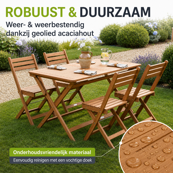 Tuinmeubelset Rimini van acaciahout - Afbeelding 2