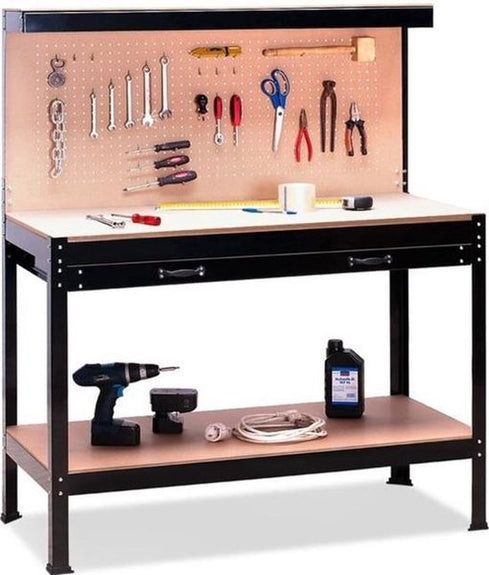 Werkbank/werktafel - Metaal / MDF - Incl. ophangwand & lade - Afbeelding 1