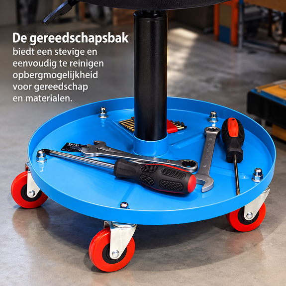 Werkplaatskruk op wielen – verstelbaar tot 135 kg - Afbeelding 2