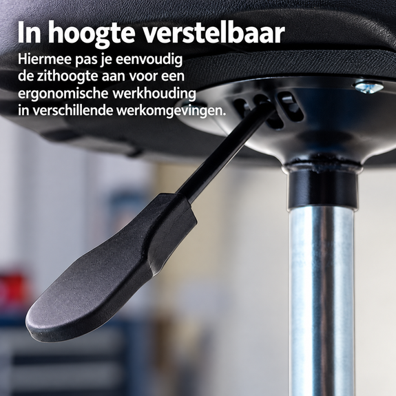 Werkplaatskruk op wielen – verstelbaar tot 135 kg - Afbeelding 3