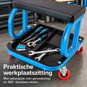 Werkplaatskruk op wielen met opbergbak – 120 kg blauw