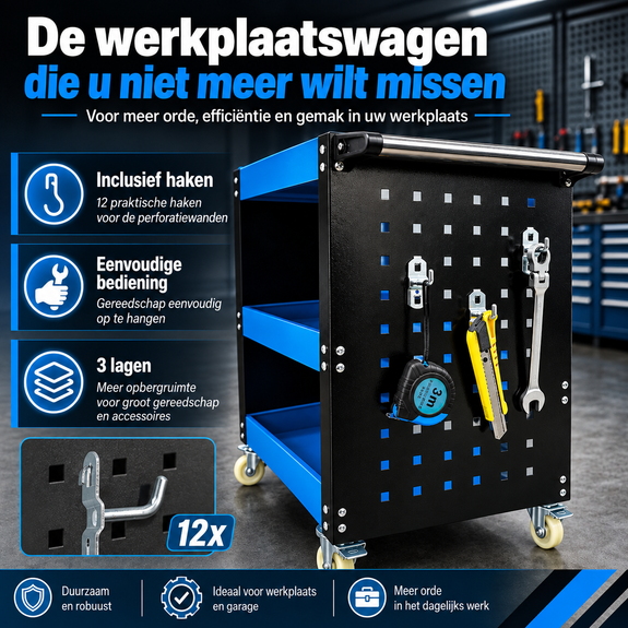 Werkplaatswagen met gereedschapswand – 100 kg - Afbeelding 4