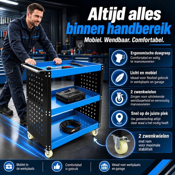Werkplaatswagen met gereedschapswand – 100 kg - Afbeelding 5