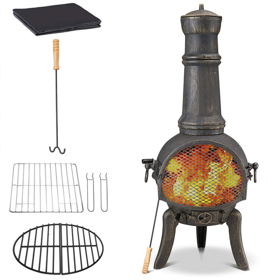 Tuinhaard / Buitenhaard - Gietijzer - 112cm - Buitenhaard met grillrooster - Afbeelding 2