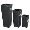 Polyrattan Bloempot Set van 3 Zwart