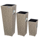 Polyrattan Bloempot Set van 3 Creme