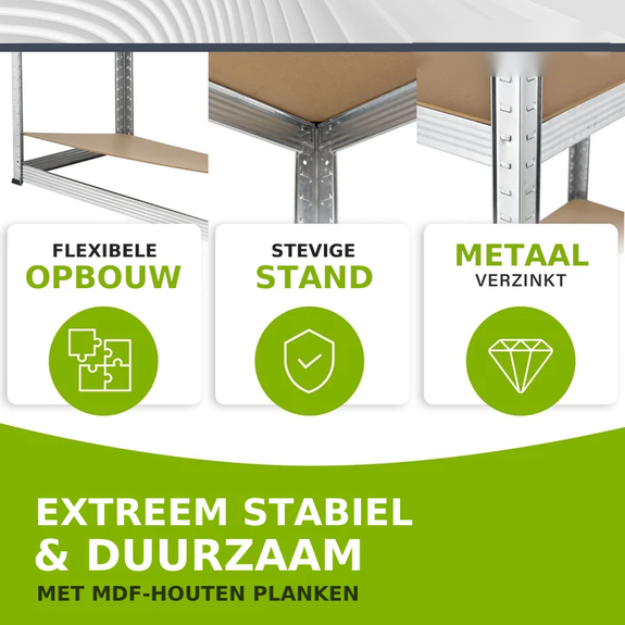 Stellingkast / Opbergkast - Basic - 200 x 100 x 60 cm - Afbeelding 12
