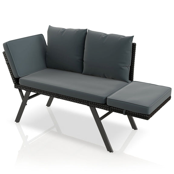 2-in-1 polyrattan tuinbank Calvia met ligfunctie - Afbeelding 1