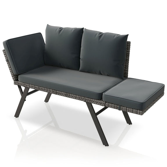 2-in-1 polyrattan tuinbank Calvia met ligfunctie - Afbeelding 2
