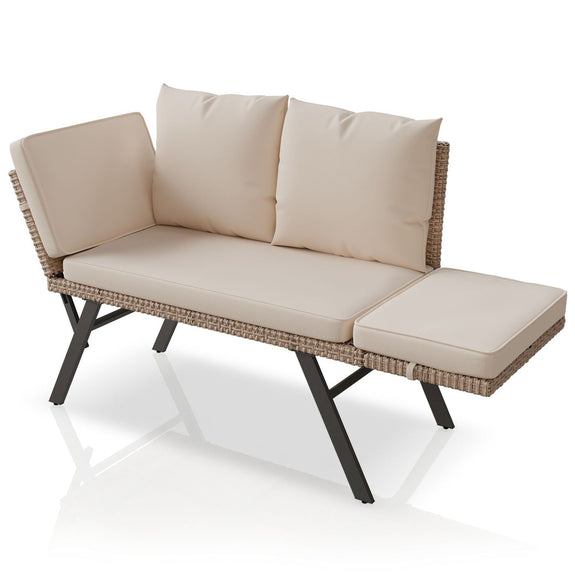 2-in-1 polyrattan tuinbank Calvia met ligfunctie - Afbeelding 3
