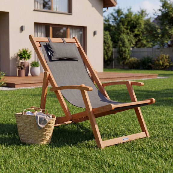 Opvouwbare ligstoel Tavira van acaciahout - Afbeelding 4