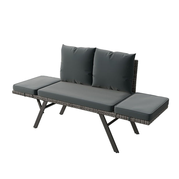 2-in-1 polyrattan tuinbank Calvia met ligfunctie - Afbeelding 8