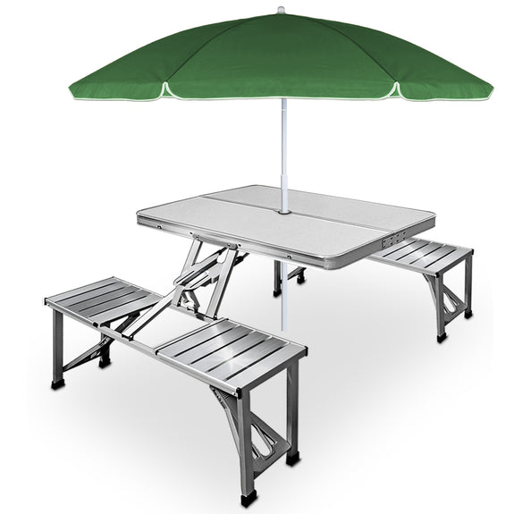 Opvouwbare campingtafel met 4 zitplaatsen - zilver - Afbeelding 4