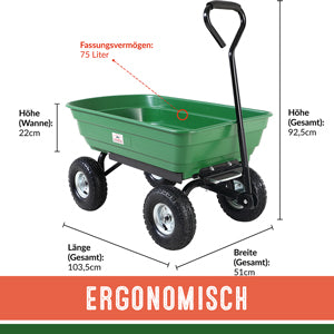 Bolderkar / Transportkar - Metaal / Kunststof - 103x51x92,5cm - Groen - Afbeelding 7