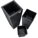 Polyrattan Bloempot Set van 3 Zwart
