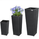 Polyrattan Bloempot Set van 3 Zwart