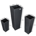 Polyrattan Bloempot Set van 3 Zwart