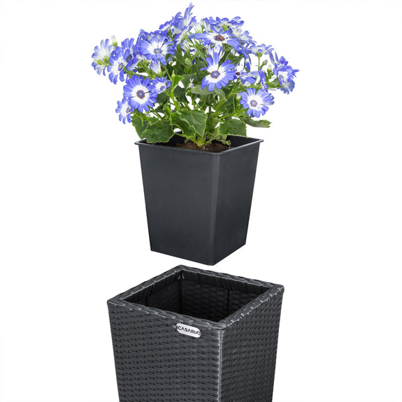 Bloempot / Plantenbak Set - Polyrattan - Set van 3 - Zwart - Afbeelding 6