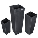 Polyrattan Bloempot Set van 3 Zwart