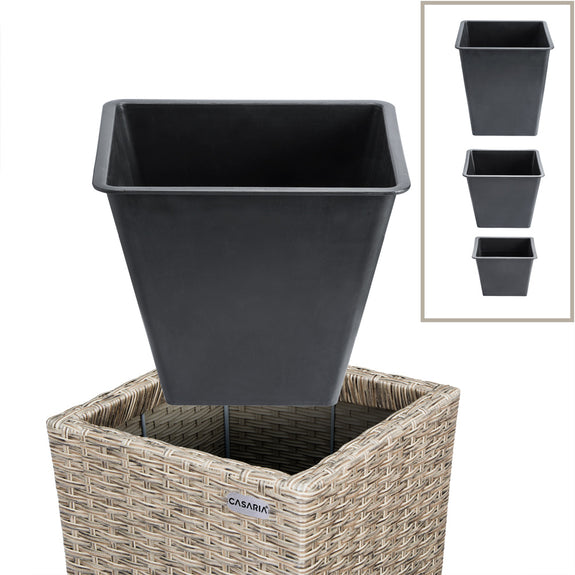 Bloempot / Plantenbak Set - Polyrattan - Set van 3 - Crème - Afbeelding 2