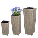 Polyrattan Bloempot Set van 3 Creme
