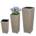 Polyrattan Bloempot Set van 3 Creme