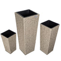 Polyrattan Bloempot Set van 3 Creme