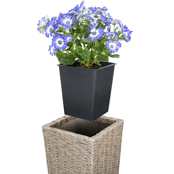 Bloempot / Plantenbak Set - Polyrattan - Set van 3 - Crème - Afbeelding 6