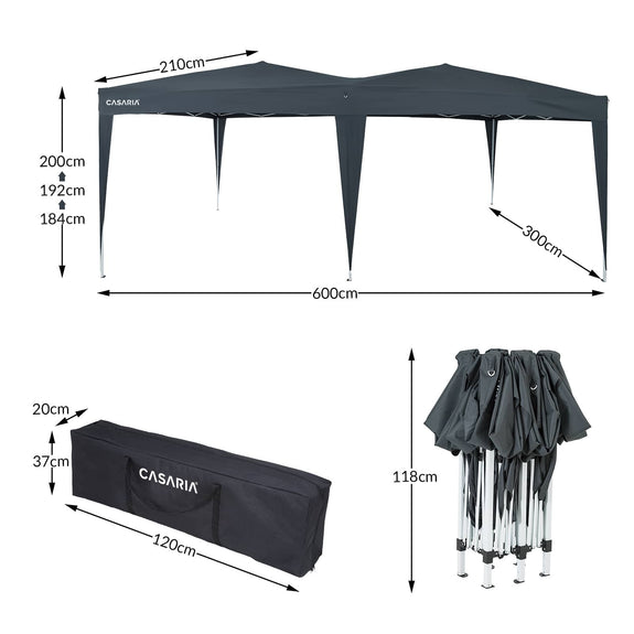 Vouwpaviljoen 3 x 6 m met UV 50+ - antraciet - Afbeelding 4